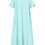 Women's Cotton Lycra Leisure Dress - Aqua