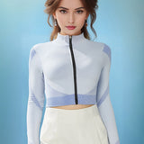 Luxe Textured Crop Jacket - Light Blue