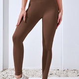 SculptSeam High-Waisted Textured Leggings - Mocha Brown