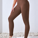 SculptSeam High-Waisted Textured Leggings - Mocha Brown