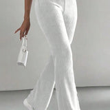 White Ribbed Lounge Pants