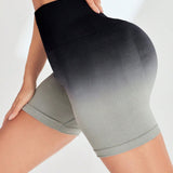 Ombre Eclipse High-Waisted Seamless Shorts - Black/Grey