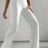 White Ribbed Lounge Pants