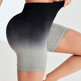 Ombre Eclipse High-Waisted Seamless Shorts - Black/Grey