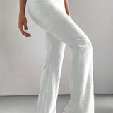 White Ribbed Lounge Pants