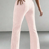 Powder Pink Ribbed Lounge Pants