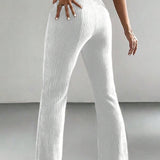 White Ribbed Lounge Pants