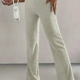 Grey Ribbed Lounge Pants