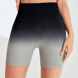 Ombre Eclipse High-Waisted Seamless Shorts - Black/Grey