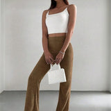 Coffee Tan Ribbed Lounge Pants